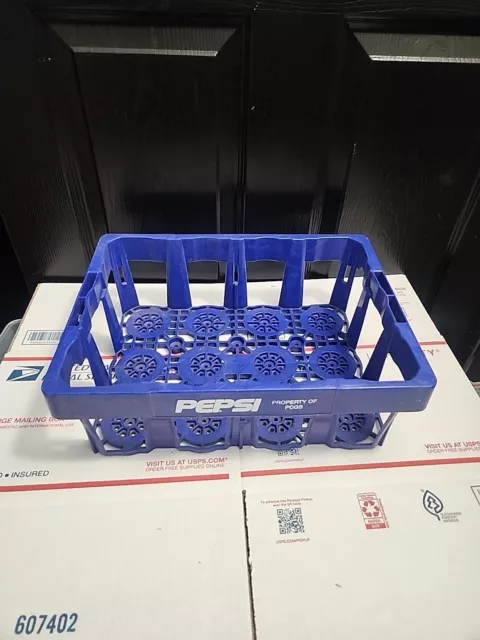 12 Pack Bottles Pepsi Crate Blue Plastic Carrier Tray Caddy 14 X 11 Vintage Rare