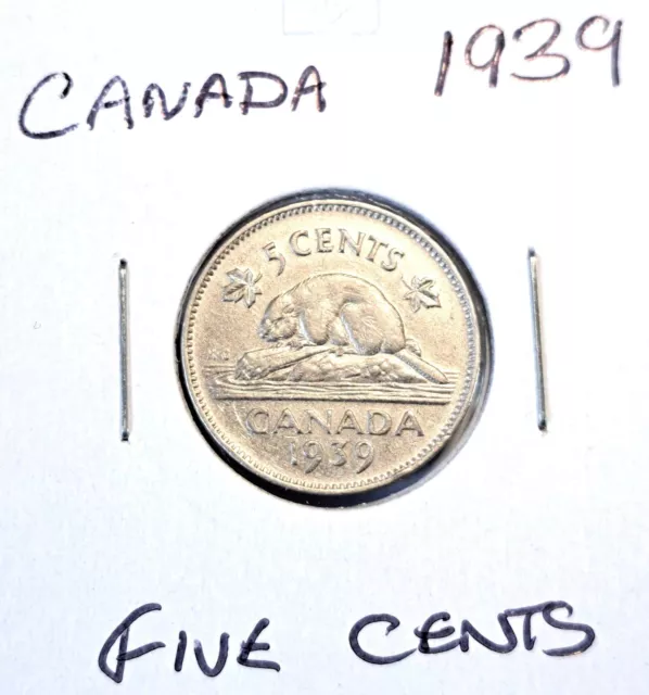 @@@ Date Filler  1939 Bank Of Canada Beaver Five Cents  ,,@@@