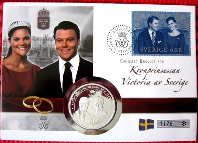 Numisbrief Victoria av Sverige Royal Monarchen Numisbriefe 40mm silber Medaille