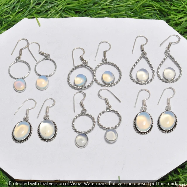 Opalite 40 Pair Wholesale Lot 925 Sterling Silver Earring NLE-1968