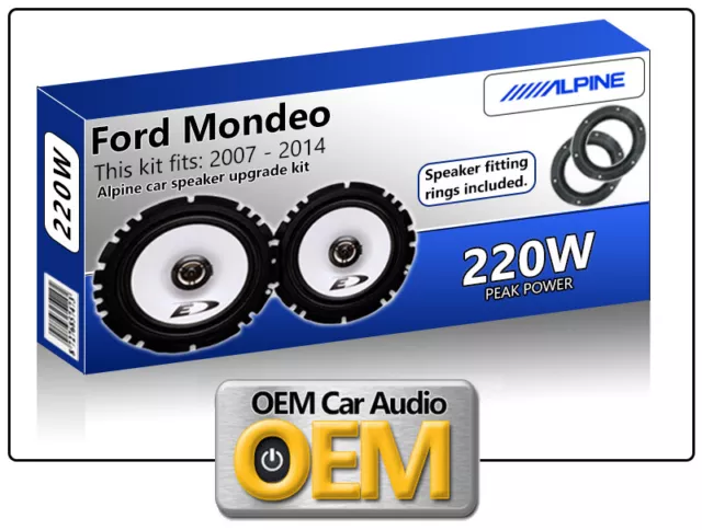 Ford Mondeo Rear Door speakers Alpine car speaker kit with Adapter Rings 220W