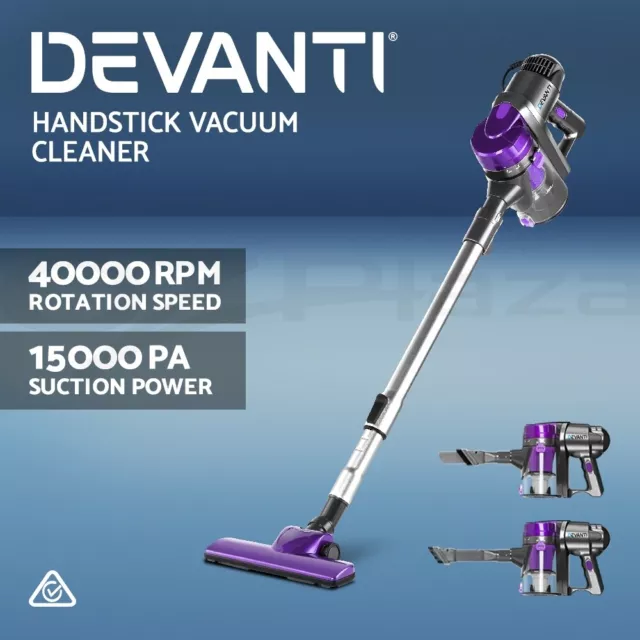 Devanti Handheld Vacuum Cleaner Stick Handstick Vac Bagless Corded 450W Purple