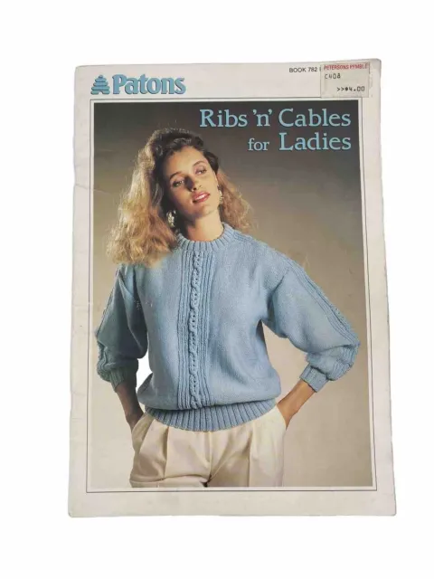 Patons Book 782 Ribs n Cables for Ladies Sweaters Vintage Knitting Patterns
