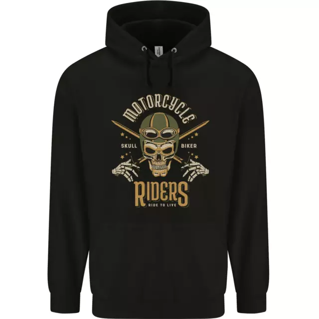 Motorcycle Riders Biker Motorbike Skull Mens 80% Cotton Hoodie
