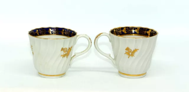 TWO FLIGHT & BARR ROYAL WORCESTER WRYTHEN THISTLE COFFEE CUPS  As found c.1795