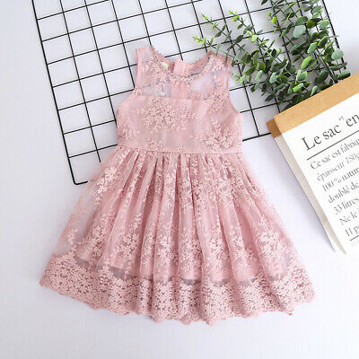Toddler Baby Kids Girls Summer Ruched Lace Princess Dress Party Wedding Dress