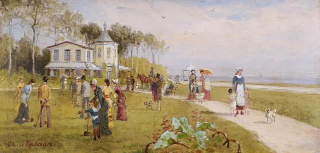 Tableau Peinture à L'huile Normandie Plage Granville - École Française - Signé - 73x48,5 Cm