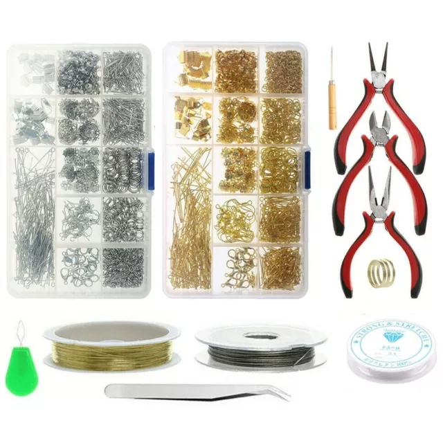 Jewellery Making Kit Wire Findings Earring Hook Pliers Starter Tool DIY Necklace