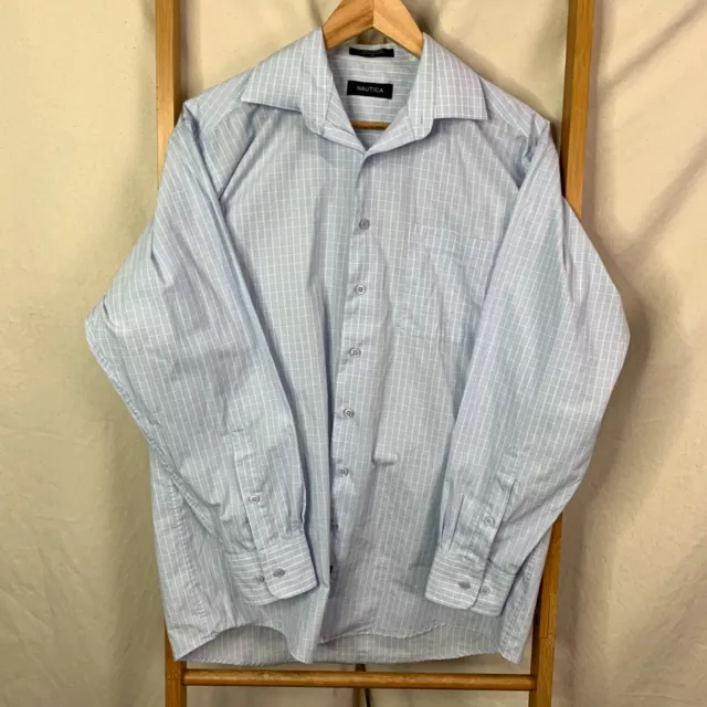 Nautica Button Up Shirt Mens Extra Large Blue Checkered Long Sleeve