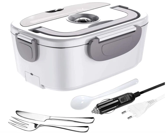 Lunch Box Chauffante Électrique 2 En 1 | 1,5L Acier Inox | 12V/24V/110V/220V | Pour Bureau, Voiture, Voyage