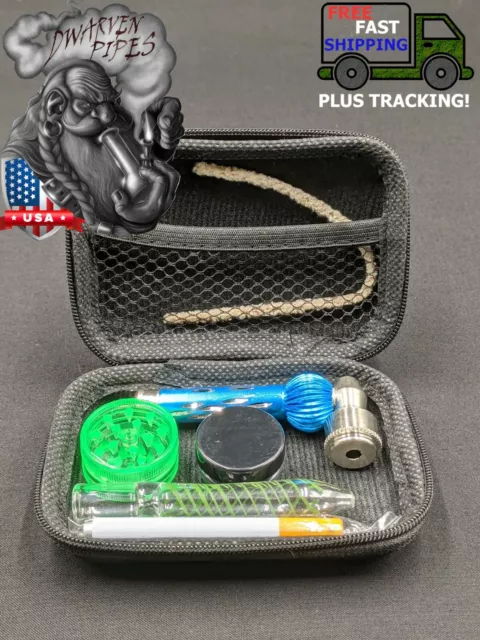 Tobacco Smoking Metal/Glass Pipe Kit - 7 Piece Set 002