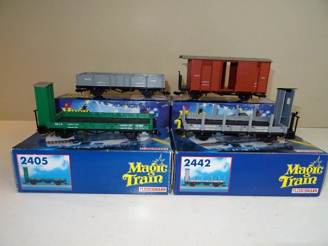 FLEISCHMANN MAGIC TRAIN Güterzug Spur 0e 4 Güterwagen der StmLb, NEU ...