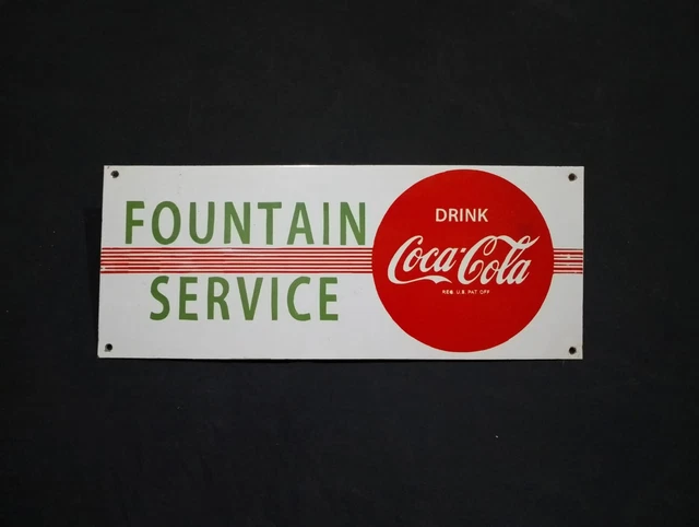 Porcelain Coca Cola Fountain Enamel Metal Sign Size 25" x 10" Inches