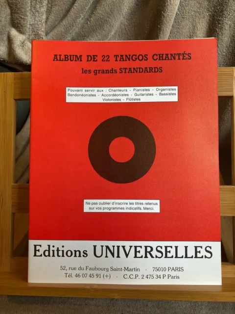 22 tangos chantés recueil accordéon partition éditions Universelles