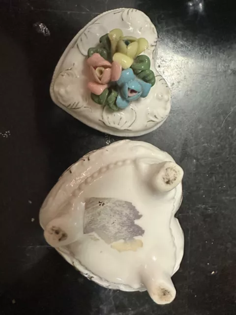 Porcelana de cerámica floral en forma de corazón usada excelente estado 2