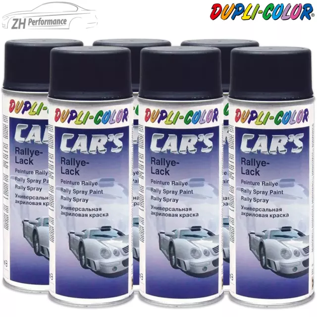 6x DUPLI COLOR Cars Rallye Lack Lackspray schwarz matt 400ml