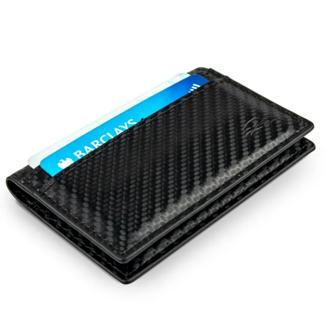 Carbon Fiber Slim Card Holder RFID Blocking Wallet Bifold Small For Mens Wallets