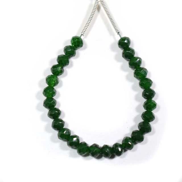 4 MM Vert Jade AAA Faceted Rondelle Gemstone 3 "Perles en vrac pour la...