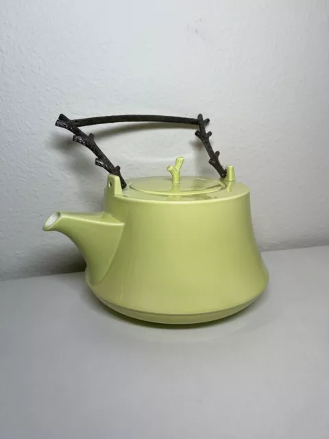 Villeroy & Boch Porcelain Tea Pot With Metal Branch Handle Germany Kitchen Decor