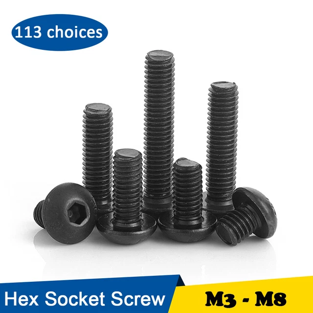 Vis tête cylindrique Self-Tapping Tête Ronde Cruciforme Acier Zingué Noir  M3-M8
