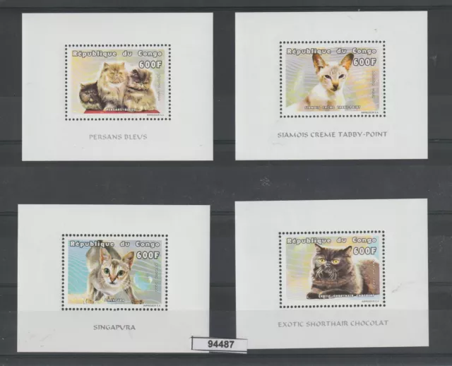 2000 Republique Du Congo Fauna Cats 4 Bf Photo MNH MF94487