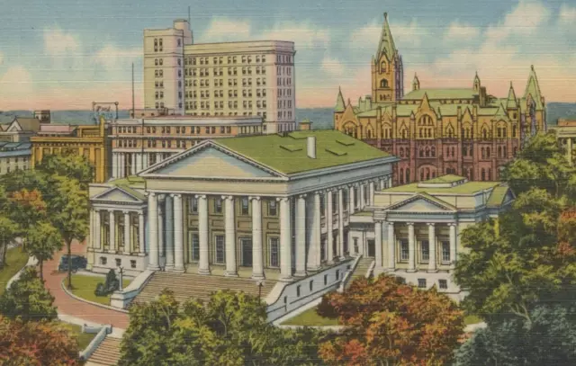 State Capitol Square and City Hall in Richmond Virginia Linen Vintage Post Card