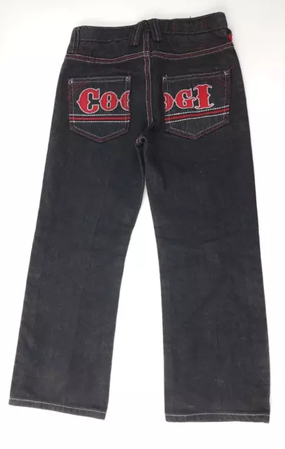 COOGI Boys Youth Black Embroidered 5 Pocket Denim Cotton Jeans Size 7 Tall