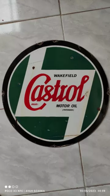 Vintage Castrol Motor Oil Porcelain 19" Gas Auto Service Station Pump Plate Sign