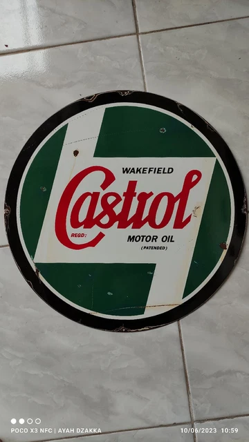 Vintage Castrol Motor Oil Porcelain 19" Gas Auto Service Station Pump Plate Sign