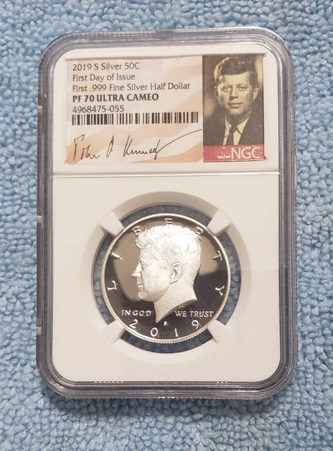 2019 S SILVER 50c JFK FIRST DAY OF ISSUE NGC PF 70 ULTRA CAMEO, A NICE COIN.