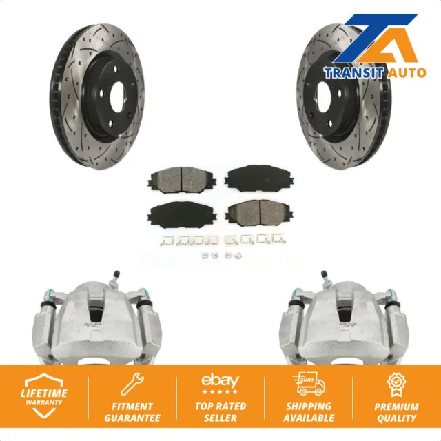 Front Brake Caliper Rotors & Semi-Metallic Pads Kit For Toyota RAV4 Scion tC iM