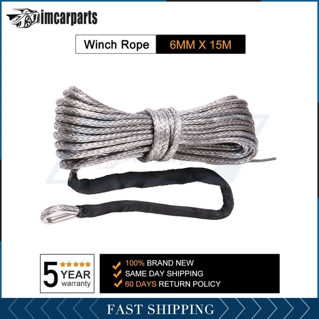1X Winch Synthetic Rope 10000LBS Line Recovery Cable Off-road 1/4''x50'