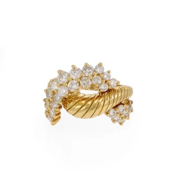 Jose Hess 2ct Diamond 18k Yellow Gold Interlace Design Band Ring Size 7.75 Jose Hess 2ct Diamond 18k Yellow Gold Interlace Design Band Ring Size 7.75