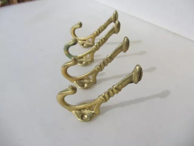 Brass Coat Hooks Antique STYLE Hat Hangers Old Hook Hanger x4 2