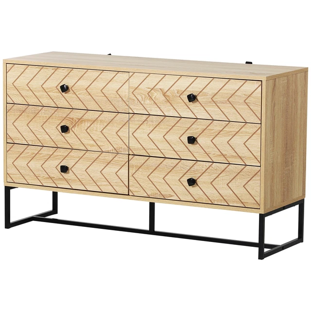 Armadi portaoggetti 6 cassetti Zig Zag design con maniglie in metallo nero