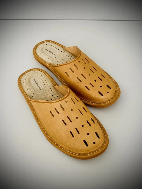 Pantofole da uomo in pelle fatte a mano pelle di maiale fatte a mano punta chiusa marrone naturale