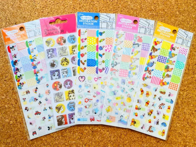 New Disney Winnie the Pooh & Mickey & Princess Decoration Sticker 5 Pcs Set New