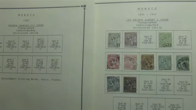 Stampsweis Monaco collection on Scott comp printed pages est 454 or so