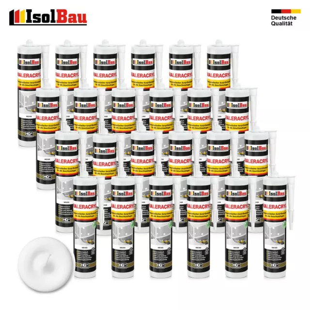 Maleracryl Weiß 24 x 300 ml Bauacryl Acryl Dichtstoff Innen Aussen Dichtmasse