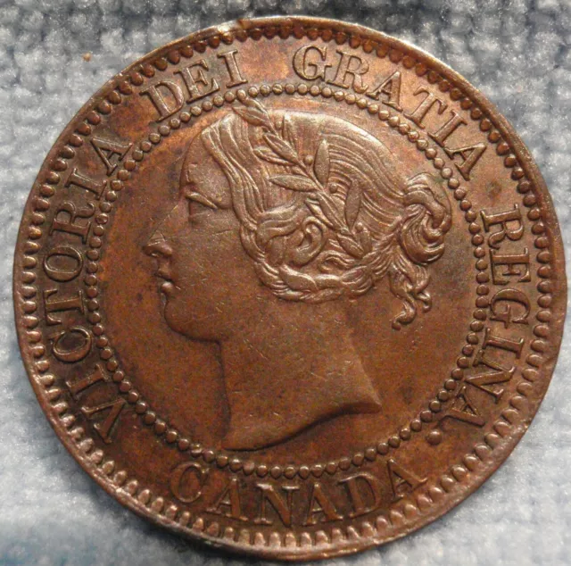 1859 AU Repunched Legend High Grade CANADA LARGE 1 CENT Victoria COIN 31b