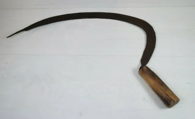 Antique Collectible Primitive Hand Iron Sickle 19th Century Scythe Farm Tool Art