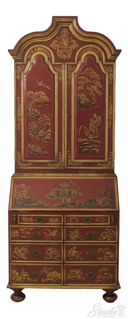 L57736EC: THEODORE ALEXANDER Chinoiserie Decorated 2 Piece Secretary Desk