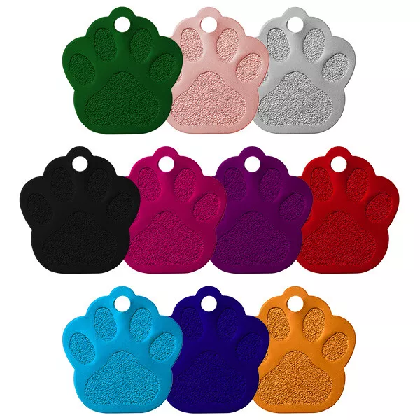Paw Print Alloy Engraved Dog Tag Personalised Id Tags Name Pet Cat Collar Disc