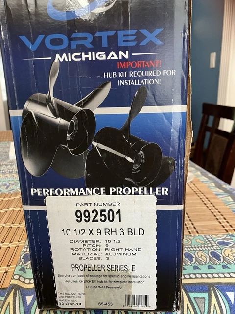 Michigan Wheel Vortex E-Series 3-Blade Aluminum Propeller - 10-1/8" Diameter X 12" Pitch, Right Hand, For Mercury Flo-Torq II - View #9