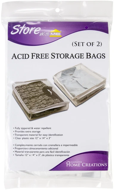 "Bolsa de almacenamiento sin ácido innovadora Home Creations 2/paquete-12""X14""X3"" plástico transparente -