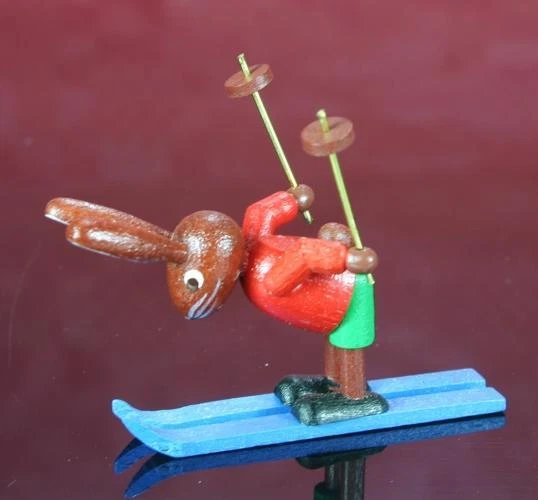 Sciatori Partenza 4,5 CM Decorazione di Pasqua Lepre Seiffen Nuovo 224/339/1