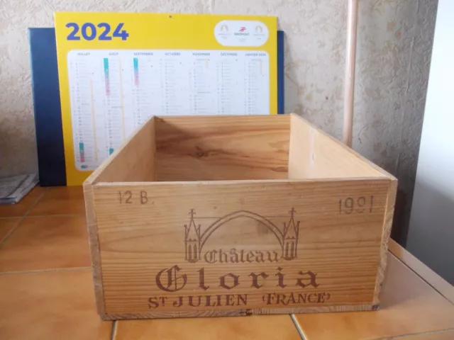 Caisse bois VIDE 12 bouteilles château GLORIA st.Julien 1991