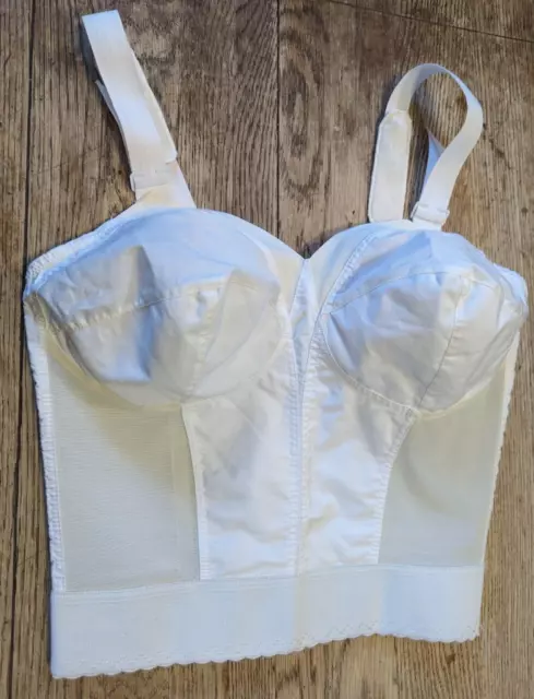 EXQUISITE FORM "FUL-LY"  White VTG  Longline Bullet Bra Bustier Pin Up # 7532