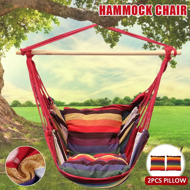 Hängesessel Hängestuhl Hängeschaukel Hängekorb Hängematte mit 2 Kissen Sitz