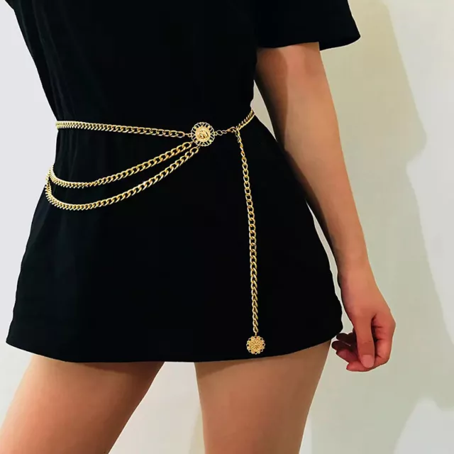 2023 Fashion Multi-layer Chain Belt For Women Fashion Gold Silver Color Metal